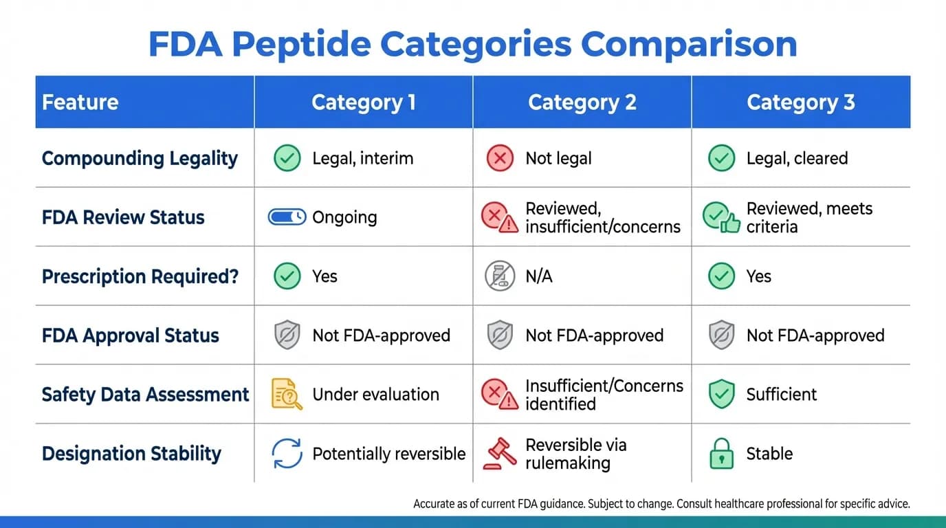 Data visualization for FDA Peptide Categories Explained: Category 1 vs Category 2 (2026)