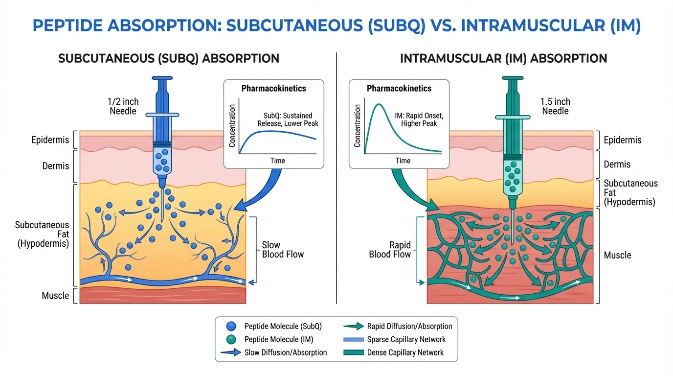 Subcutaneous vs Intramuscular Peptide Injection: What Research Shows - Evidence-Based Guide | PPW