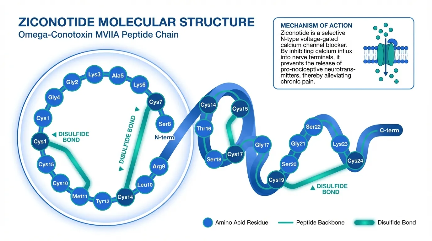 Ziconotide Molecular Structure and Properties | Peptide Protocol Wiki